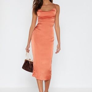 The Cowl Are You Satin Midi Dress